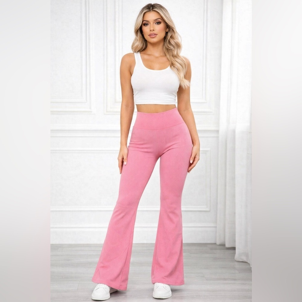 Nova Sport Pink Barbie Seamless Scrunch Butt Flare Leggings – Size M High Waist